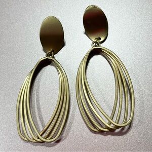 Gold Oval Fashion Earrings